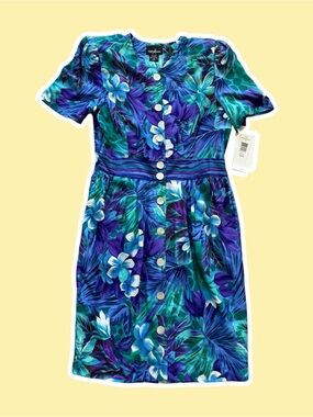 NWT ~ VTG ~ 1980s ~ Positive Attitude ~ Tropical Sheath Dress ~ Size 14P